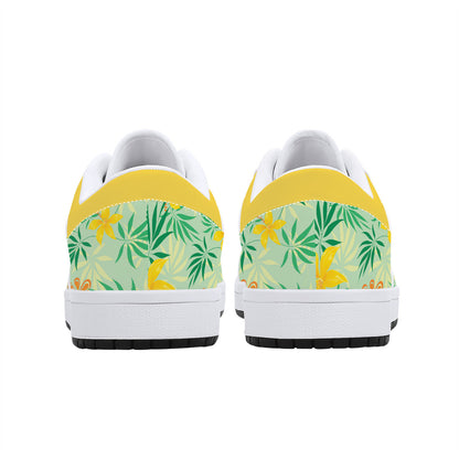 Leather Sneakers - Yellow Spring Flowers