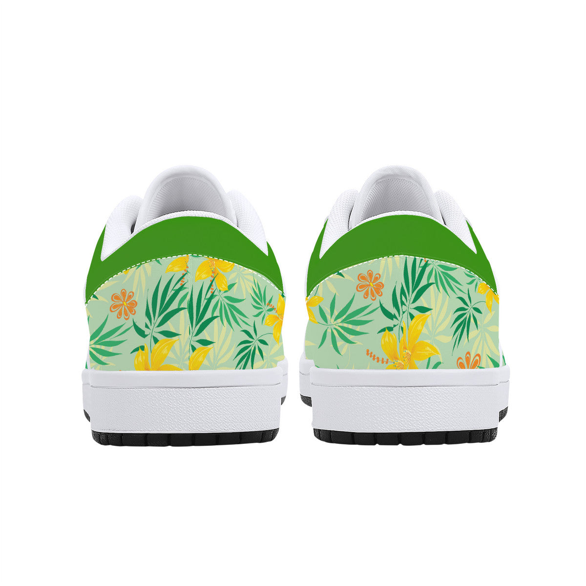 Leather Sneakers - Spring Flowers - Green