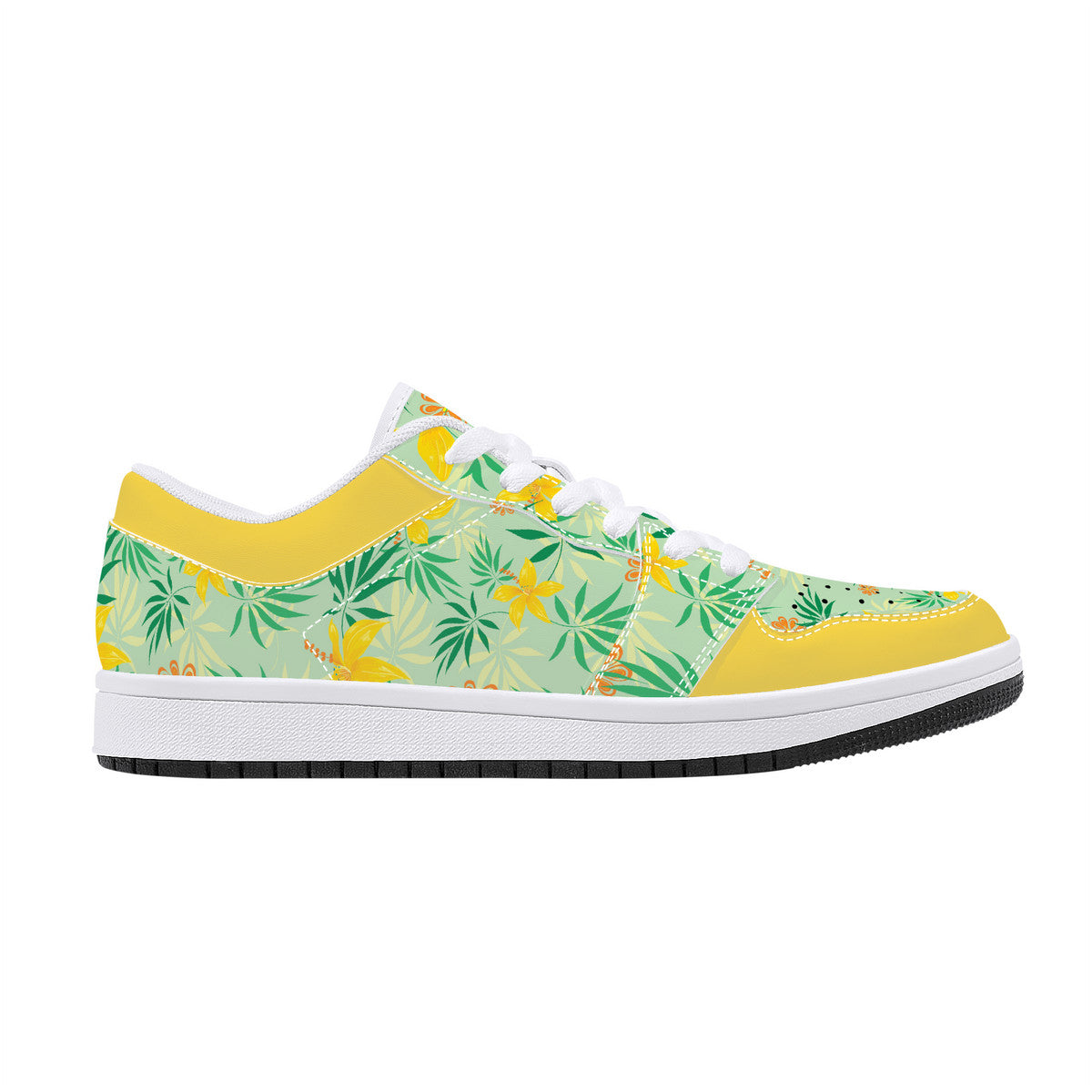 Leather Sneakers - Yellow Spring Flowers