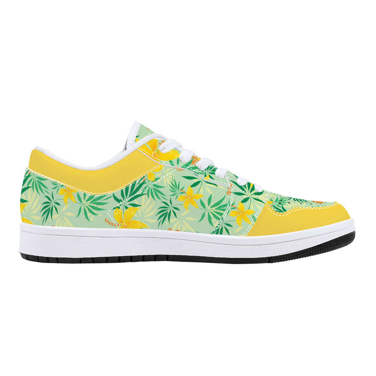 Leather Sneakers - Yellow Spring Flowers